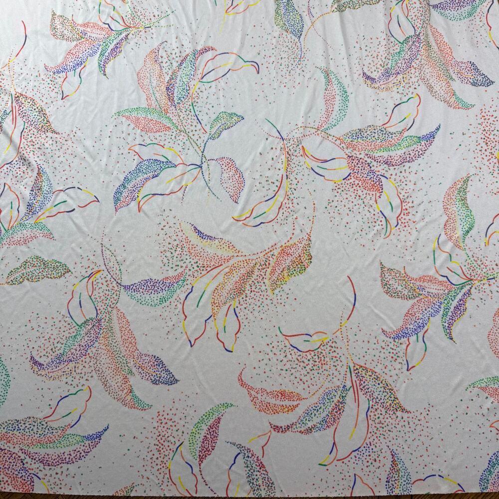 Vintage stretch rainbow pointillism floral fabric yardage